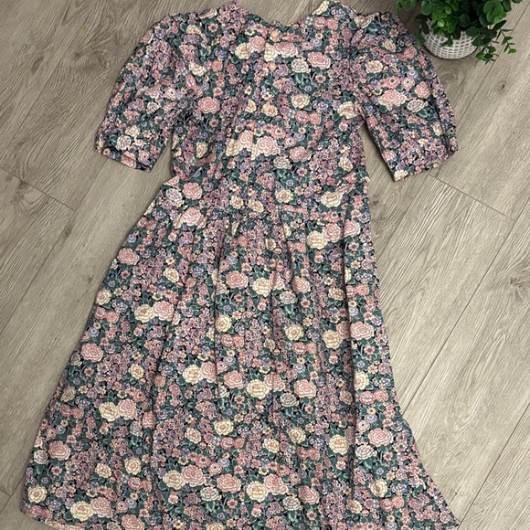 Vintage Cottagecore 1990s Floral Midi Dress with Bow - Picture 12 of 12